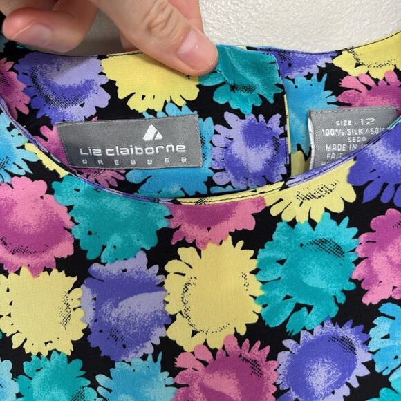 Vintage Liz Claiborne 100% Silk Drop Waist Dress - Size 12 - Picture 7 of 8